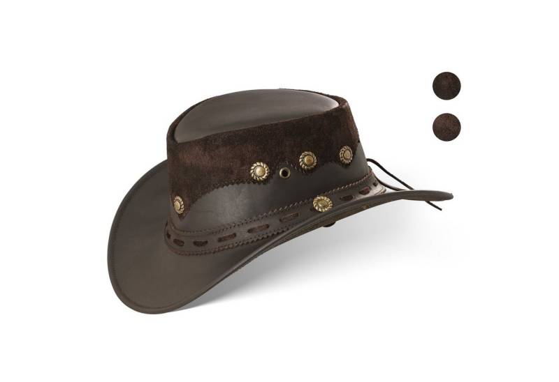 BLACK FOREST FOX Cowboyhut Country Luxus Western Cowboy Hut Reiten Leder Sonnenhut in 2 Farben Brown Größe M von BLACK FOREST FOX