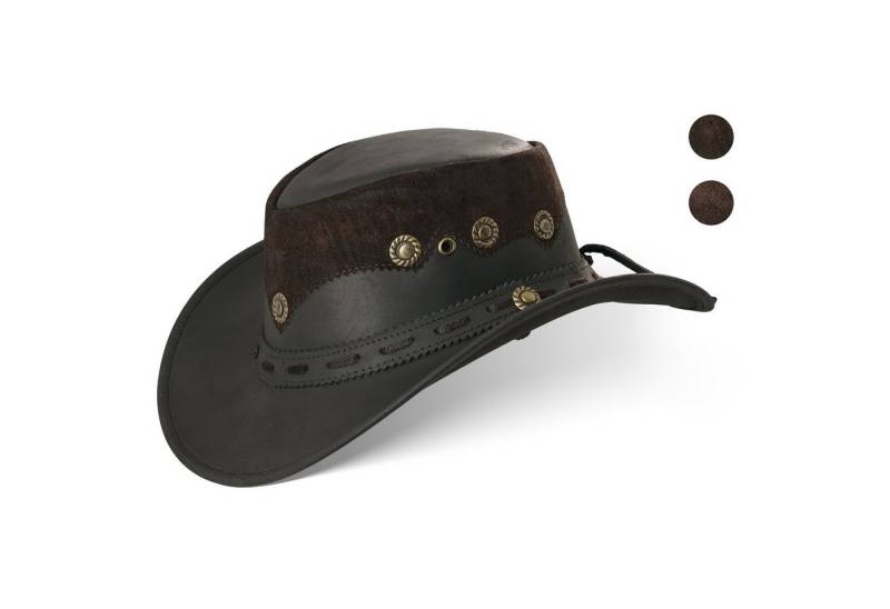 BLACK FOREST FOX Cowboyhut Country Luxus Western Cowboy Hut Reiten Leder Sonnenhut in 2 Farben Deep Brown Größe M von BLACK FOREST FOX