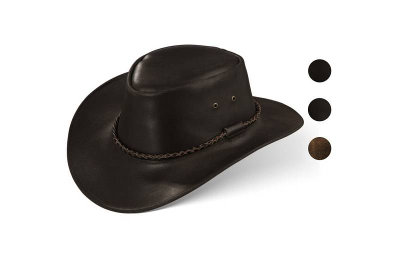 BLACK FOREST FOX Cowboyhut JERO Herren Western Cowboy Rindsleder Hut Braun Größe S von BLACK FOREST FOX