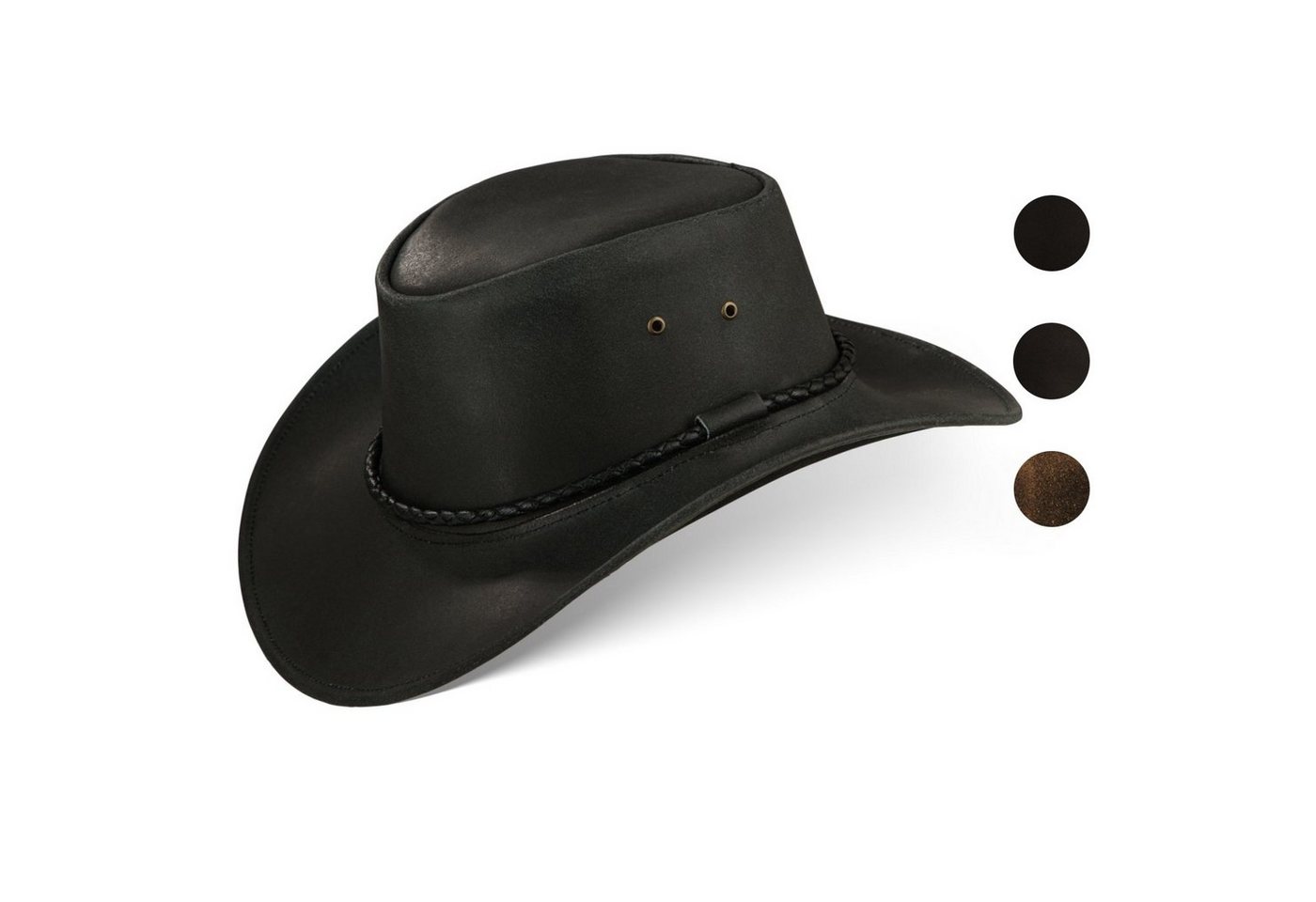 BLACK FOREST FOX Cowboyhut JERO Herren Western Cowboy Rindsleder Hut Schwarz Größe S von BLACK FOREST FOX