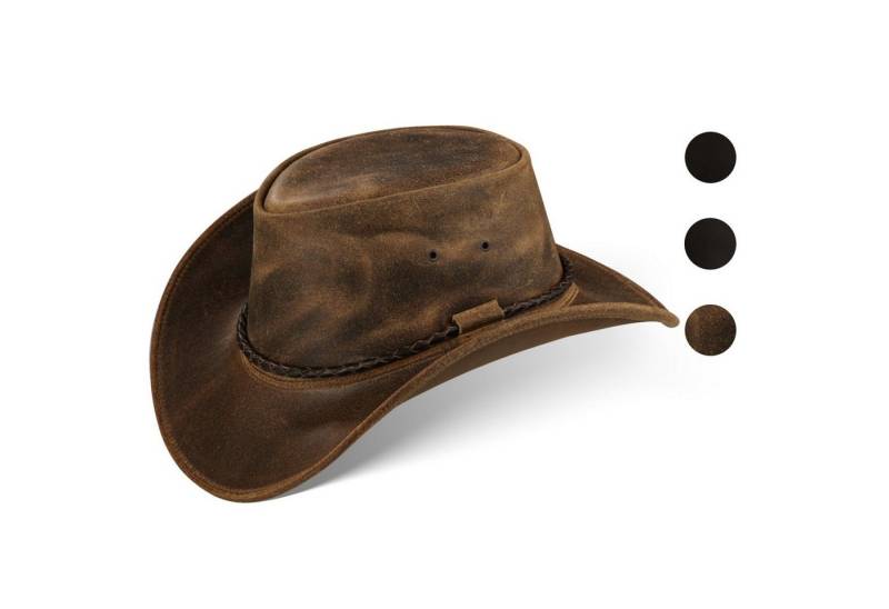 BLACK FOREST FOX Cowboyhut Western Cowboy Rindsleder Hut Herren JERO in 3 Farben Vintage Braun Größe S von BLACK FOREST FOX