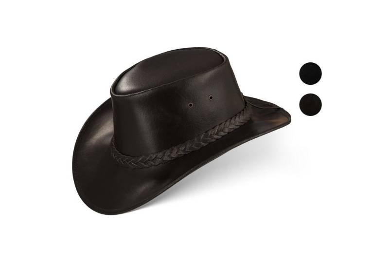 BLACK FOREST FOX Cowboyhut PERTH Unisex Western Cowboy Hut Reiten Leder Sonnenhut in 2 Farben Braun Größe M von BLACK FOREST FOX