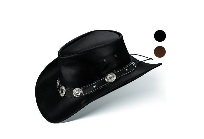 BLACK FOREST FOX Cowboyhut Cowboy Western Leder Hut STAR für Herren Damen in 2 Farben Schwarz Größe L von BLACK FOREST FOX