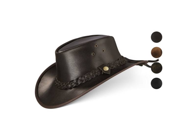 BLACK FOREST FOX Cowboyhut TEXAS Unisex Western Reiten Cowboy Leder Hut in 4 Farben Horse Brown Größe M von BLACK FOREST FOX