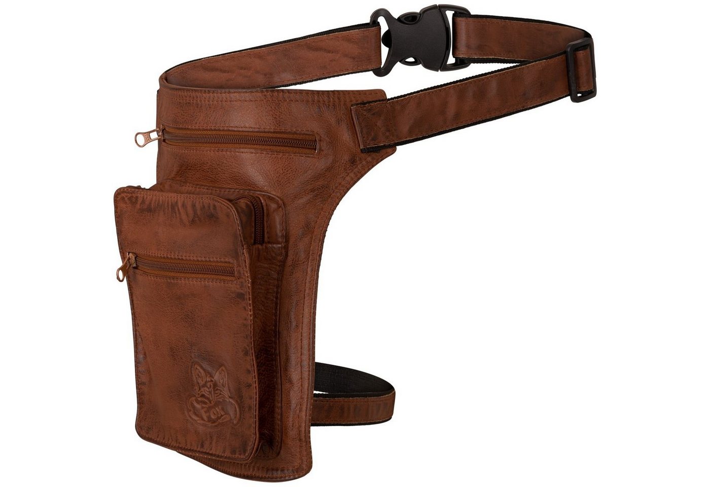 BLACK FOREST FOX Umhängetasche Leder Hüft Gürtel Bauch + Beintasche Herren Damen, RIDER Fuchs Braun von BLACK FOREST FOX
