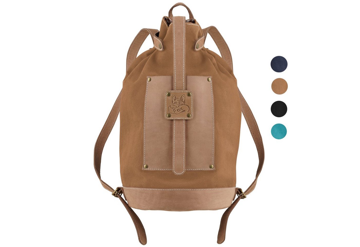 BLACK FOREST FOX Umhängetasche Oos Duffle City Leder Canvas Rucksack, Hasel von BLACK FOREST FOX