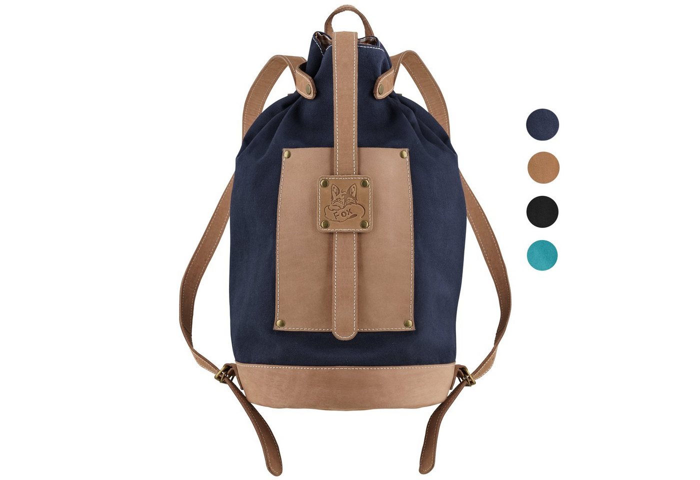 BLACK FOREST FOX Umhängetasche Oos Duffle City Leder Canvas Rucksack, Marine von BLACK FOREST FOX