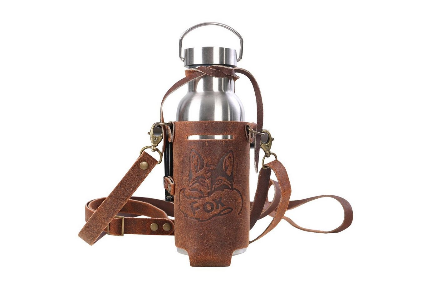 BLACK FOREST FOX Umhängetasche SET HOLLY Holster Leder Halfter mit Thermos-Trinkflasche, SET Vintage Brown von BLACK FOREST FOX