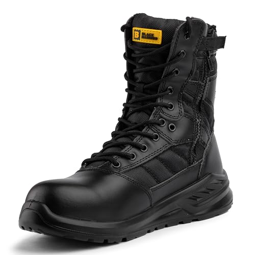 BLACK HAMMER Taktische Stiefel für Herren Wasserbeständig Militär Schuhwerk Arbeitsschuhe mit Stahl Zehen und Zwischensohlenschutz Leicht mit Knöchelstütze und gepolsterte Einlegesohlen 6666 (43 EU) von BLACK HAMMER