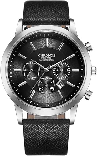 Chronos Herren Analog Exklusiv Mode Casual Elegant Formale Arbeit Jugend Armbanduhr mit Kalender Edelstahl ViniLederband Verstellbare Schnalle Sicherheitsverschluss Schwarz M Formell, Schwarz, M Chronos Herren Analog Exklusiv Mode Casual Elegant Formale Arbeit Jugend Armbanduhr mit Kalender Edelstahl ViniLederband Verstellbare Schnalle Sicherheitsverschluss Schwarz M Formell, Schwarz, M von BLACK MAMUT