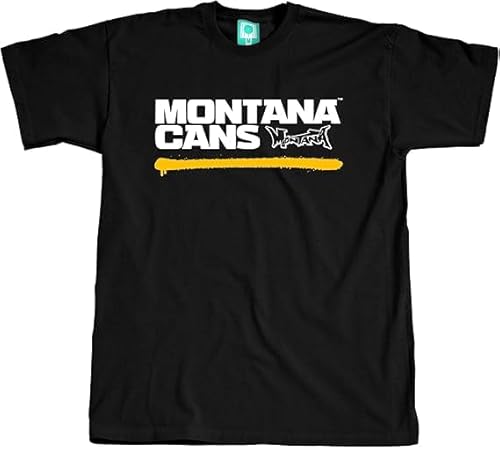 Montana Cans Typo Logo Underline T-Shirt Uni schwarz-orange Größe L von BLACK MONTANA