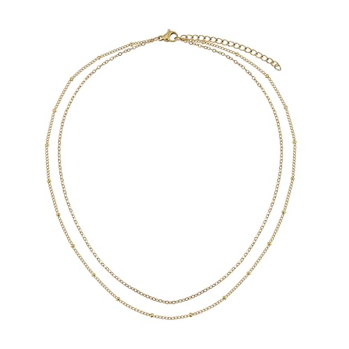 BLACKBIRD® Damen Halskette Gold | Schlichte Layer Kette aus Edelstahl mit 18 Karat Vergoldung | wasserfest und allegieneutral | Anpassbare Länge von BLACKBIRD