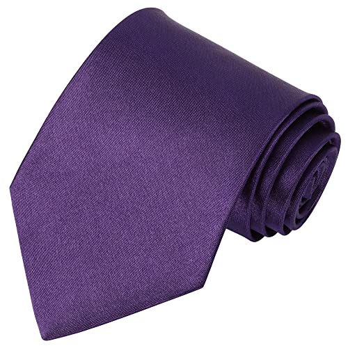 BLACKCUP Herren Krawatte Einfarbig, Seide Krawatten für Herren Hochzeit Geschäft Formelle Männer Krawatte 8 cm (Dunkelviolett) von BLACKCUP
