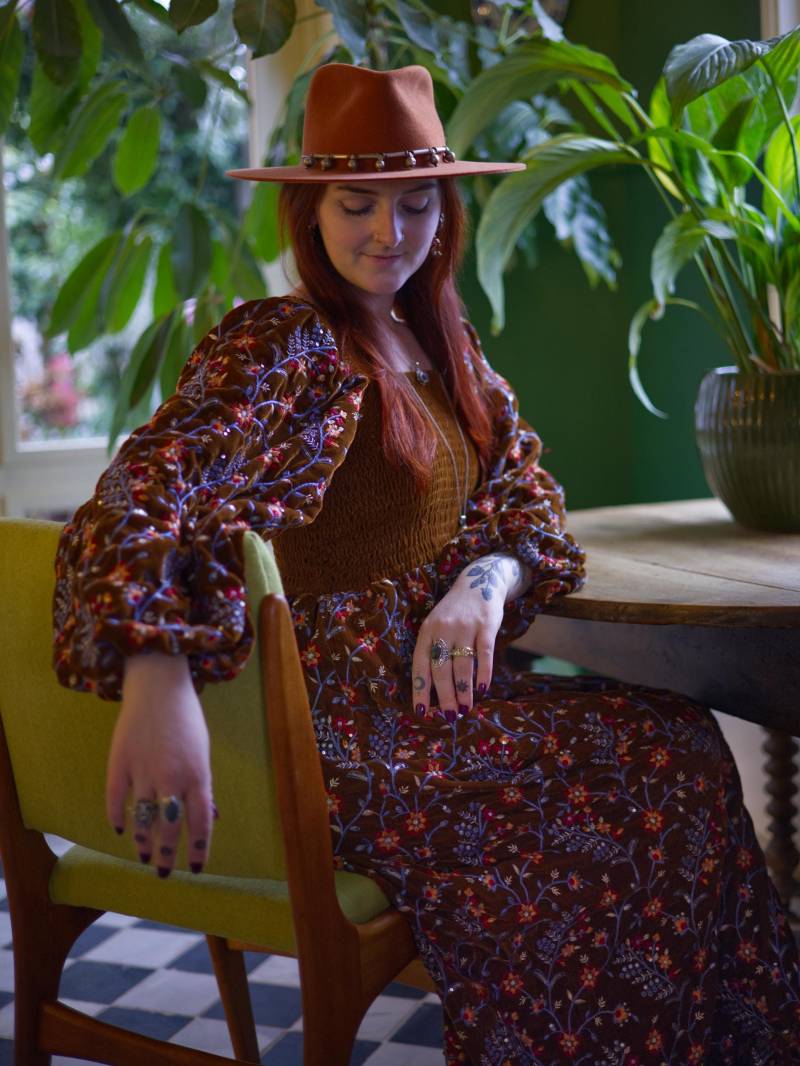 Blackfish The Label Solstice Dress Nightshade - Boho/Hexe/Hippie Samt Ballonärmel Samtkleid von BLACKFISHTheLabel