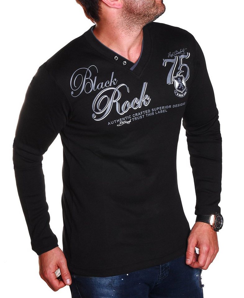 BLACKROCK Henleyshirt Langarm-Henleyshirt mit Farbdruck von BLACKROCK