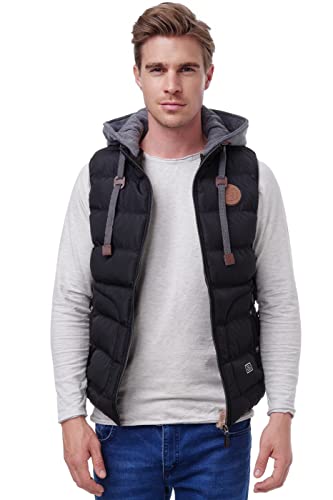 Blackrock Herren Outdoor-Weste - Slim-Fit - Abnehmbare Kapuze und Stehkragen - Moderne Stepp-Weste - Schwarz L von Blackrock