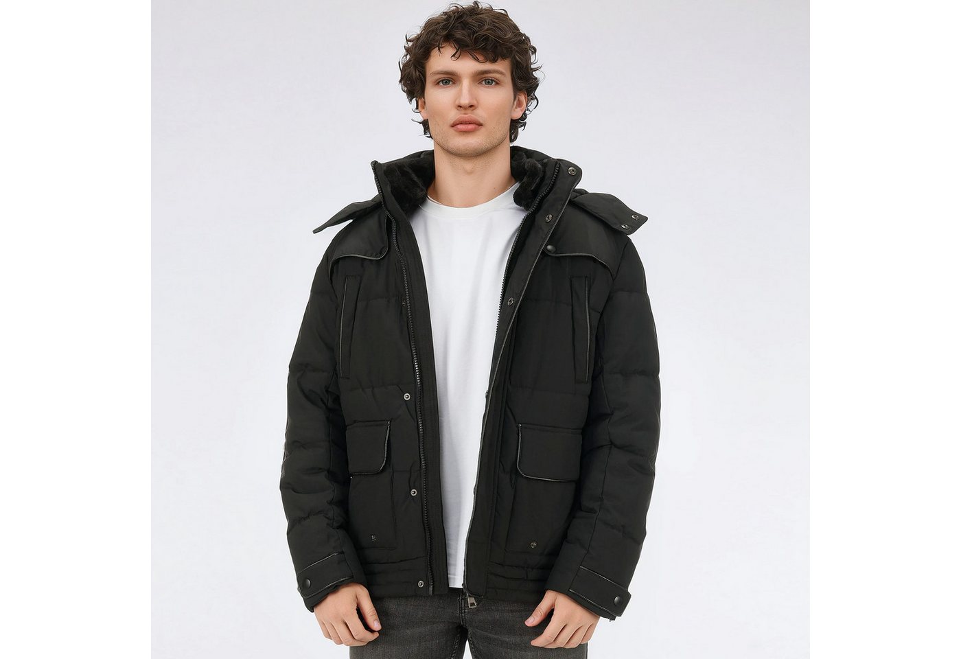 BLACKROCK Steppjacke Herren, Winterjacke mit Kapuze, Wintermantel Warmes Innenfutter, abnehmbare Kapuze, viele funktionale Taschen von BLACKROCK