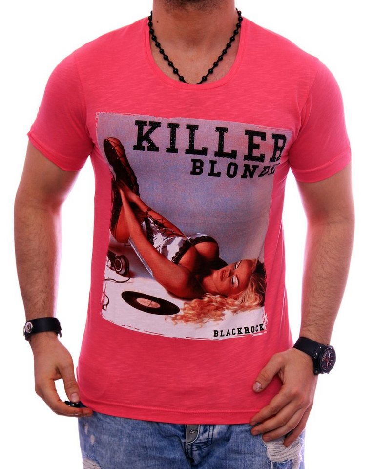 BLACKROCK T-Shirt Herren Shirt Urlaub Motiv kurzarm bedruckt Print Strasssteine von BLACKROCK