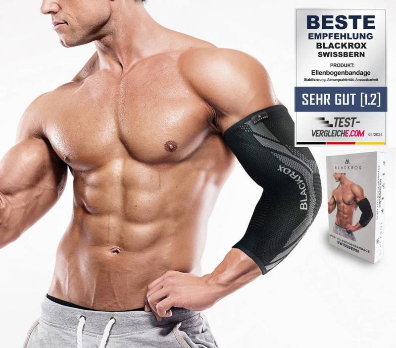 BLACKROX Ellenbogenbandage [Vergleichssieger 2025] SWISSBERN, Gr. S-XL, Damen und Herren von BLACKROX