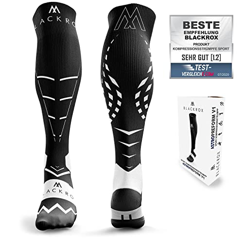 BLACKROX Kompressionsstrümpfe [Vergleichssieger 2024] Gr. S-XL | Für Damen & Herren | Laufstrümpfe | Perfekt für Sport, Radfahren, Joggen & Wandern | ALIENROX | Schwarz Gr. L-XL von BLACKROX
