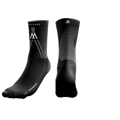 BLACKROX Kompressionsstrümpfe [Vergleichssieger 2024] Gr. S-XL | Für Damen & Herren | Laufstrümpfe | Perfekt für Sport, Radfahren, Joggen & Wandern | ASTROBOOST RUNSTORM V1 | Schwarz Gr. S-M von BLACKROX