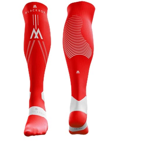 BLACKROX Kompressionsstrümpfe [Vergleichssieger 2024] Gr. S-XL | Für Damen & Herren | Laufstrümpfe | Perfekt für Sport, Radfahren, Joggen & Wandern | ASTROPERFORM | Rot Gr. L-XL von BLACKROX