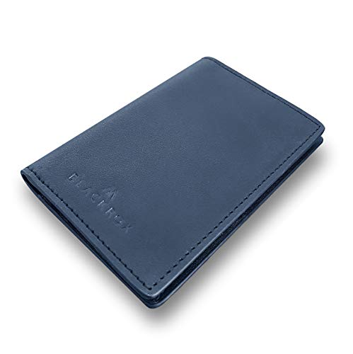BLACKROX RFID-Blocker Kreditkartenetui aus Echtleder - Mini-Geldbörse für bis zu 12 Karten - Vergleichssieger Smart Wallet für Herren und Damen - Blau von BLACKROX