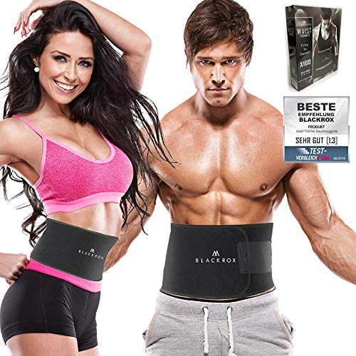 BLACKROX Trimm Your Waist Fitnessgürtel Vergleichssieger Damen & Herren,Schwitzgürtel zur Fettverbrennung, Premium Fitness Gürtel Verstellbarer Sauna Bauchweggürtel zum Abnehmen (Blau, S) von BLACKROX