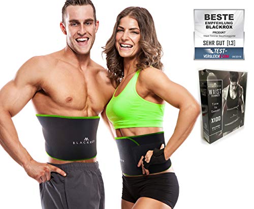 BLACKROX Trimm Your Waist Fitnessgürtel Vergleichssieger Damen & Herren,Schwitzgürtel zur Fettverbrennung, Premium Fitness Gürtel Verstellbarer Sauna Bauchweggürtel zum Abnehmen (Grün, L) von BLACKROX