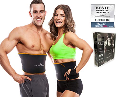 BLACKROX Trimm Your Waist Fitnessgürtel Vergleichssieger Damen & Herren,Schwitzgürtel zur Fettverbrennung, Premium Fitness Gürtel Verstellbarer Sauna Bauchweggürtel zum Abnehmen (ORANGE, L) von BLACKROX