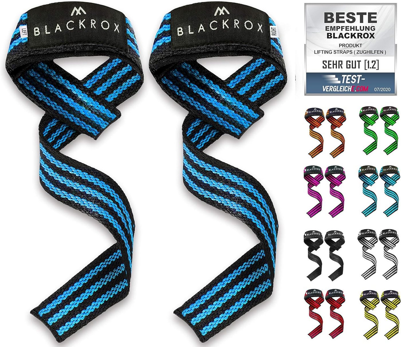 BLACKROX Zughilfe [Vergleichssieger 2024] Lifting Straps, 2er Set, Krafttraining von BLACKROX