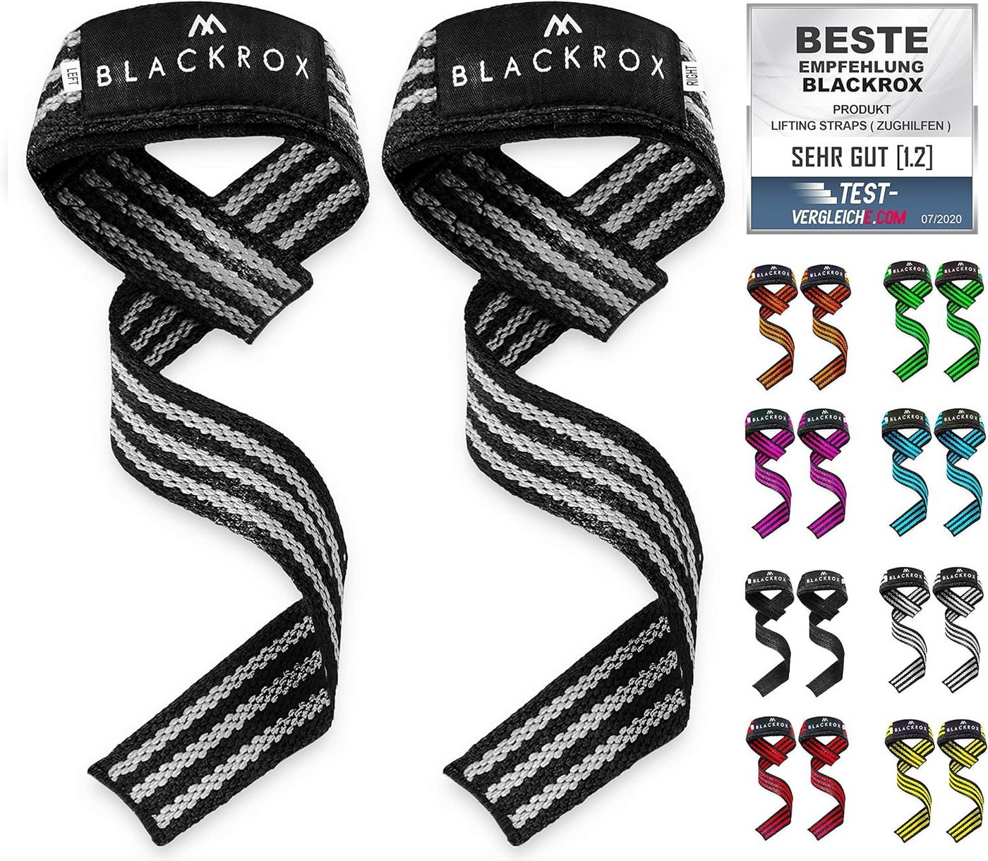 BLACKROX Zughilfe [Vergleichssieger 2024] Lifting Straps, 2er Set, Krafttraining von BLACKROX