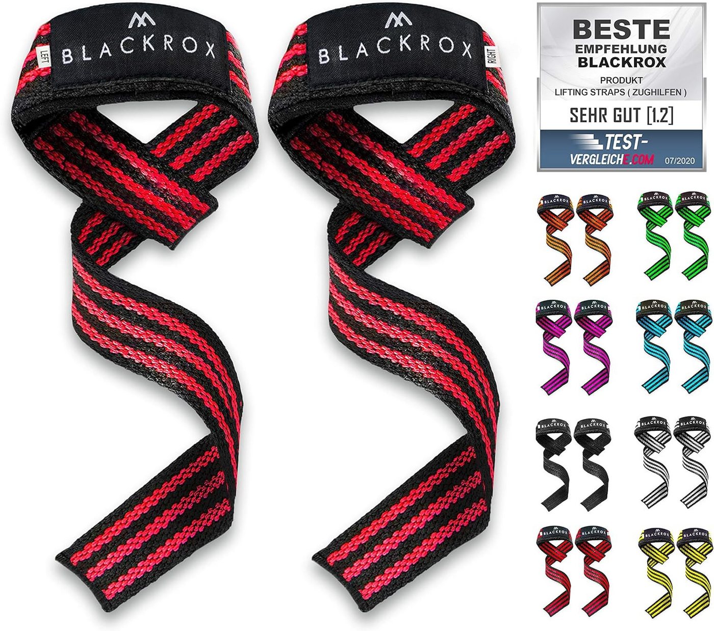 BLACKROX Zughilfe [Vergleichssieger 2024] Lifting Straps, 2er Set, Krafttraining von BLACKROX