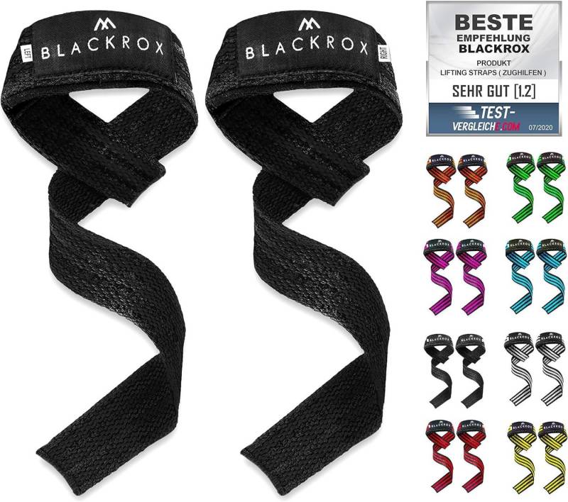 BLACKROX Zughilfe [Vergleichssieger 2024] Lifting Straps, 2er Set, Krafttraining von BLACKROX