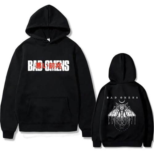 BLAENU Kapuzenpullover Bad Omens Vintage Y2k Pullover Hoodie Männer Frauen Hip Hop Sweatshirt Oversized Mode Unisex Langärmelige Streetwear XXS-4XL-Black||4X_l von BLAENU