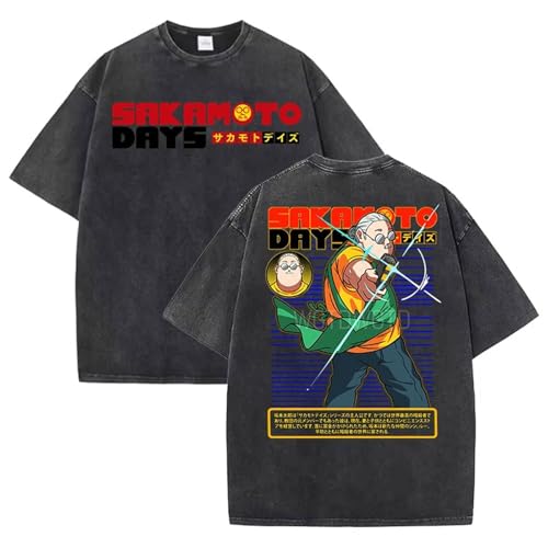 BLAENU Sakamoto Tag Merch Unisex Gewaschenes T-Shirt 2D Anime Casual Kurzarm Klassisches Hip Hop Top Sommermode Rundhals Tshirt Lockere Streetwear Cosplay Kleidung XXS-4XL-Style 7||4X_l von BLAENU