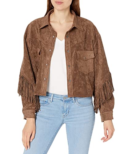 [BLANKNYC] Damen Jacke aus Wildlederimitat mit Fransen - Braun - Medium von [BLANKNYC]