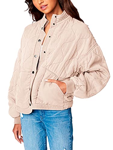 [BLANKNYC] Damen Luxus Kleidung Tencel Drop Schulter Steppjacke, Sand Drift, M von [BLANKNYC]