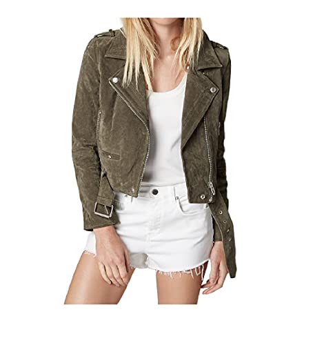 [BLANKNYC] Damen-Motorradjacke aus Wildleder, kurzer Schnitt, hochwertig, bequem und stilvoll, Herb, XS von [BLANKNYC]