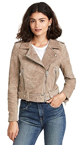 [BLANKNYC] Damen Sand Stoner Luxuri se Kleidung Bauchfreies Wildleder Motorrad Jacke, Sandentkerner, L EU von [BLANKNYC]