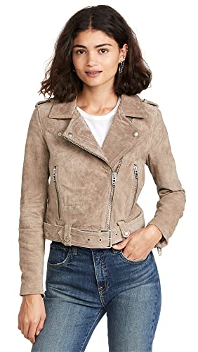 [BLANKNYC] Damen Sand Stoner Luxuri se Kleidung Bauchfreies Wildleder Motorrad Jacke, Sandentkerner, M EU von [BLANKNYC]