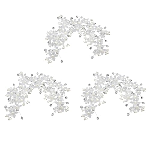 BLASHRD 3X Handgemachte Brautjungfer Hochzeit Kopfschmuck Weiße Perlen Kopfschmuck Kopfschmuck Perle Braut Haarschmuck Kristall Braut Kopf Schmuck von BLASHRD