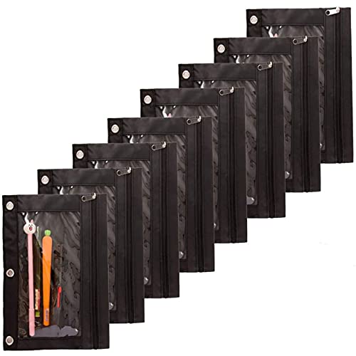 BLASHRD Bleistift Beutel,ReißVerschluss Bindemittel Stoff Bleistift Beutel 3 Ringe mit Klarem für Schul Klassenzimmer Organisatoren von BLASHRD