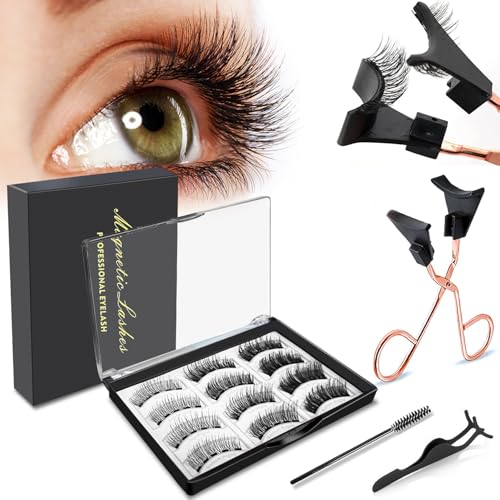 Magnetische Wimpern, Magnet Wimpern Natürlicher Look Mit Zange Wiederverwendbare Magnetwimpern, Wimpern Magnetisch ohne Eyeliner for Party, Make up (Natürlich) von BLAZOR