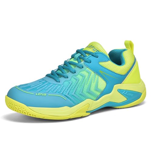 BLBK Badmintonschuhe, Squashschuhe, Hallenschuhe für Verschiedene Bodenbeläge, bequemer und Fester Griff/Unisex-Volleyballschuhe,Orange 44 von BLBK