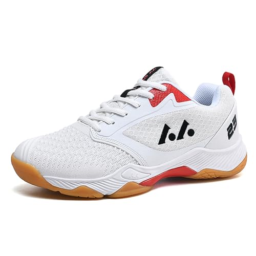BLBK Badmintonschuhe, Unisex-Volleyballschuhe - Herren, Männer, Erwachsene Männer - Weiß-Rot 023 36EU von BLBK