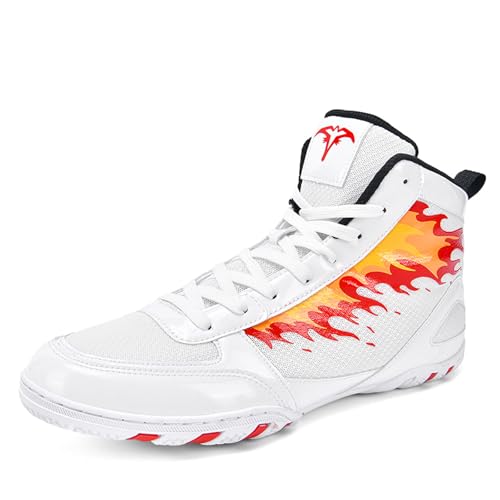 BLBK BoxenSchuhe Herren Boxers Trainer Atmungsaktiv Boxen Stiefel ringerschuhe für männer,Boxing Shoes,Weiß EU39 von BLBK