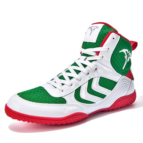 BLBK BoxenSchuhe Herren Boxers Trainer Atmungsaktiv Boxen Stiefel ringerschuhe für männer,Boxing Shoes,Weiß Grün EU38 von BLBK