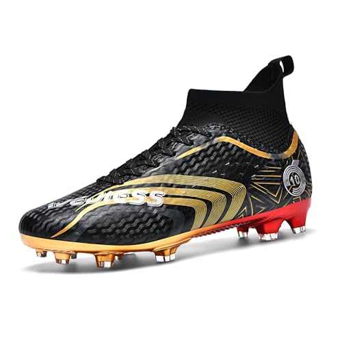 BLBK Herren Fußballschuhe Professionelle Turf Trainer High Top Fussballschuhe Junge Outdoor Training Fußballschuhe, Obsidian Schwarz Gold 39EU BLBK Herren Fußballschuhe Professionelle Turf Trainer High Top Fussballschuhe Junge Outdoor Training Fußballschuhe, Obsidian Schwarz Gold 39EU von BLBK
