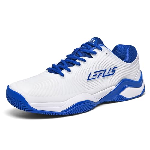 BLBK Herren-Tennisschuhe, gedämpft, atmungsaktive Court-Schuhe,weiß-blau 31 EU40 von BLBK